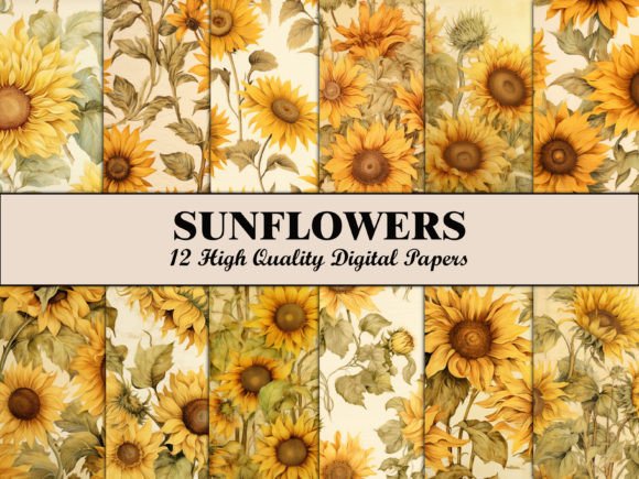 Download Yellow Sunflower Floral Scrapbook Paper - Book Collection