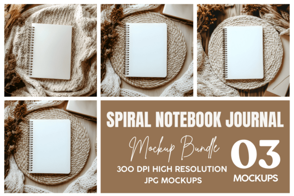Download Boho A5 Spiral Notebook Mockup - Book Collection