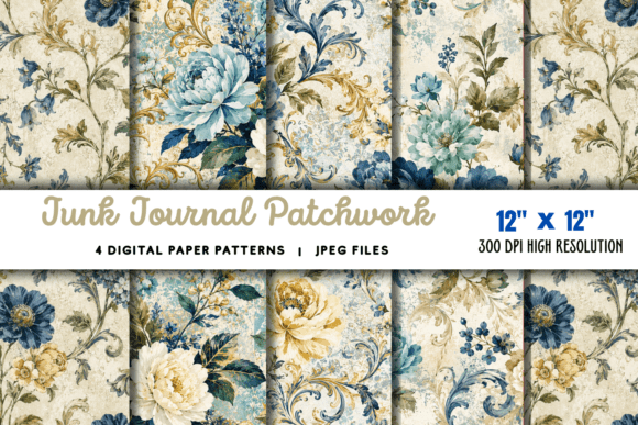 Download Patchwork Scrapbook Paper, Vintage Patch - Book Collection