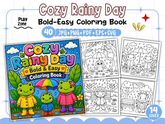 Download Bold Easy Cozy Rainy Day Coloring Book - Book Collection