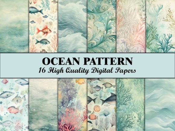 Download Sea Scrapbook Paper Blue Ocean Pattern - Book Collection