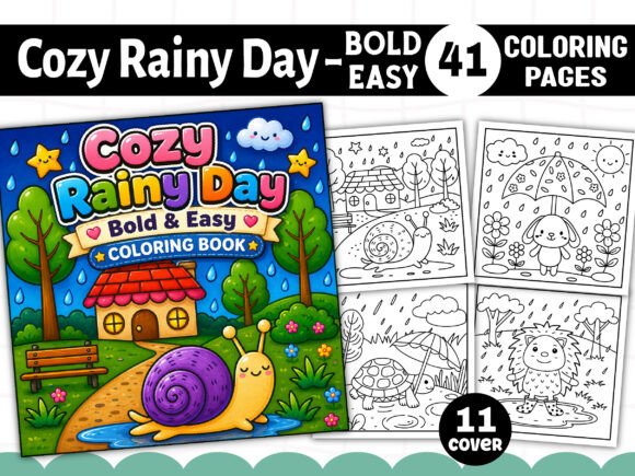 Download Cozy Rainy Day Bold &amp; Easy Coloring Book - Book Collection