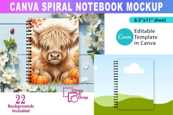 Download Canva Spiral Notebook Mockup, - Book Collection