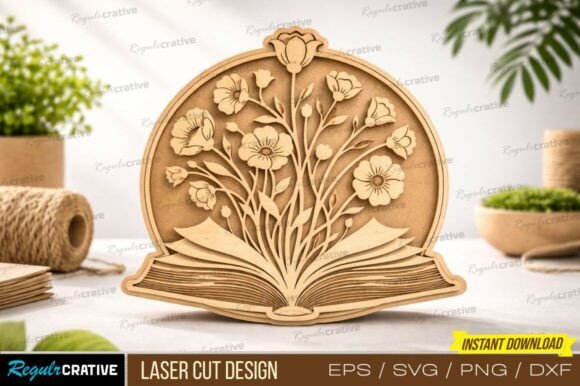 Download Book Flower Laser Cut File,Book Laser - Book Collection