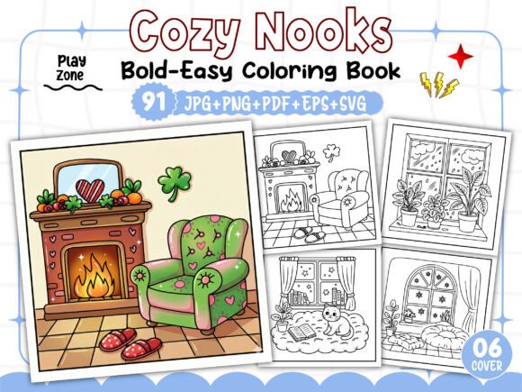 Download Bold and Easy Cozy Nooks Coloring Book - Book Collection