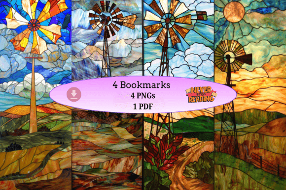 Download Stained Glass Windmill Bookmarks - Book Collection