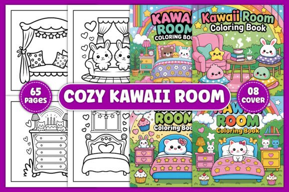 Download Bold Easy Cozy Kawaii Room Coloring Book - Book Collection